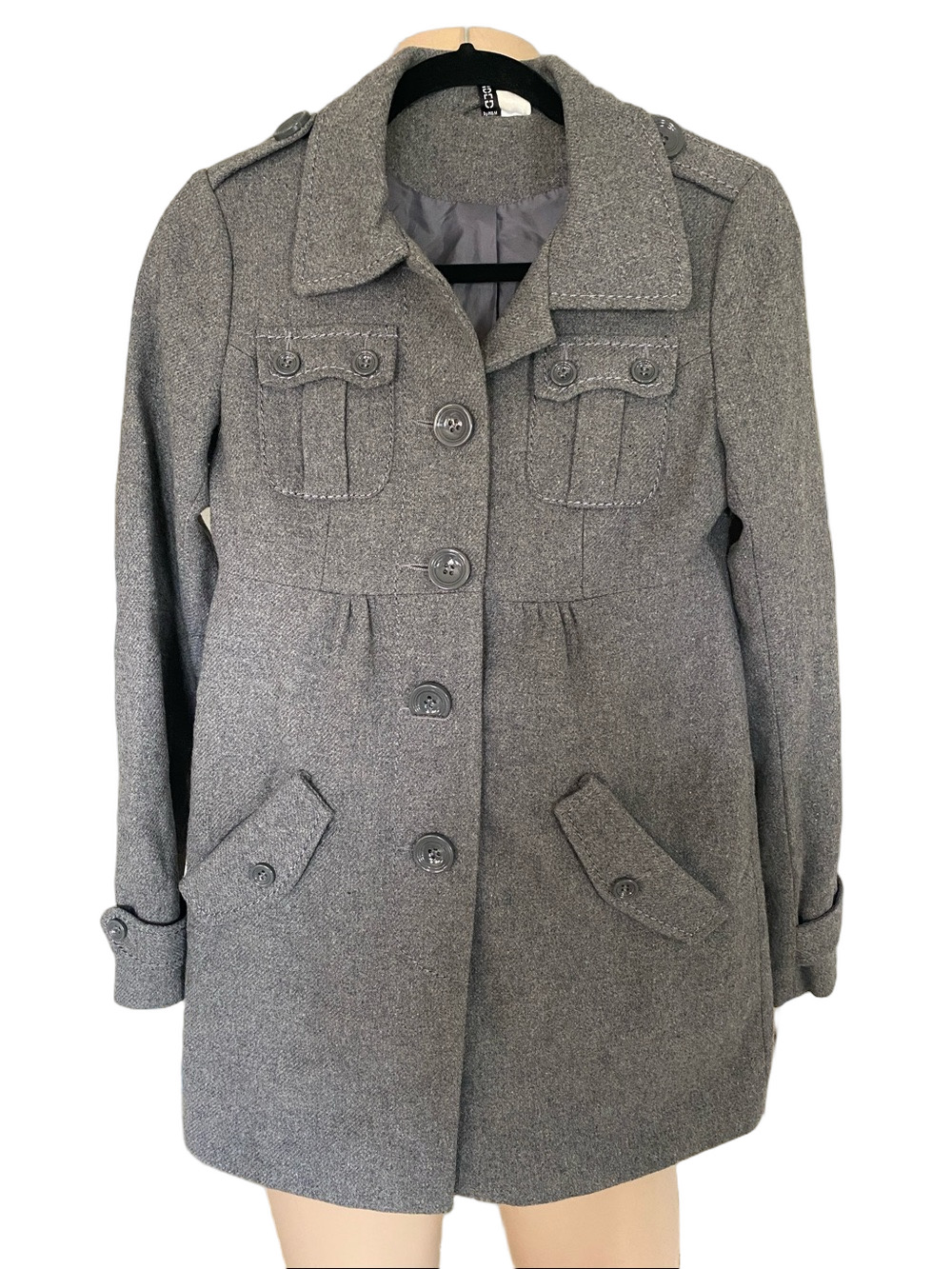 H&M Divided Gray Wool-Blend Pea Coat